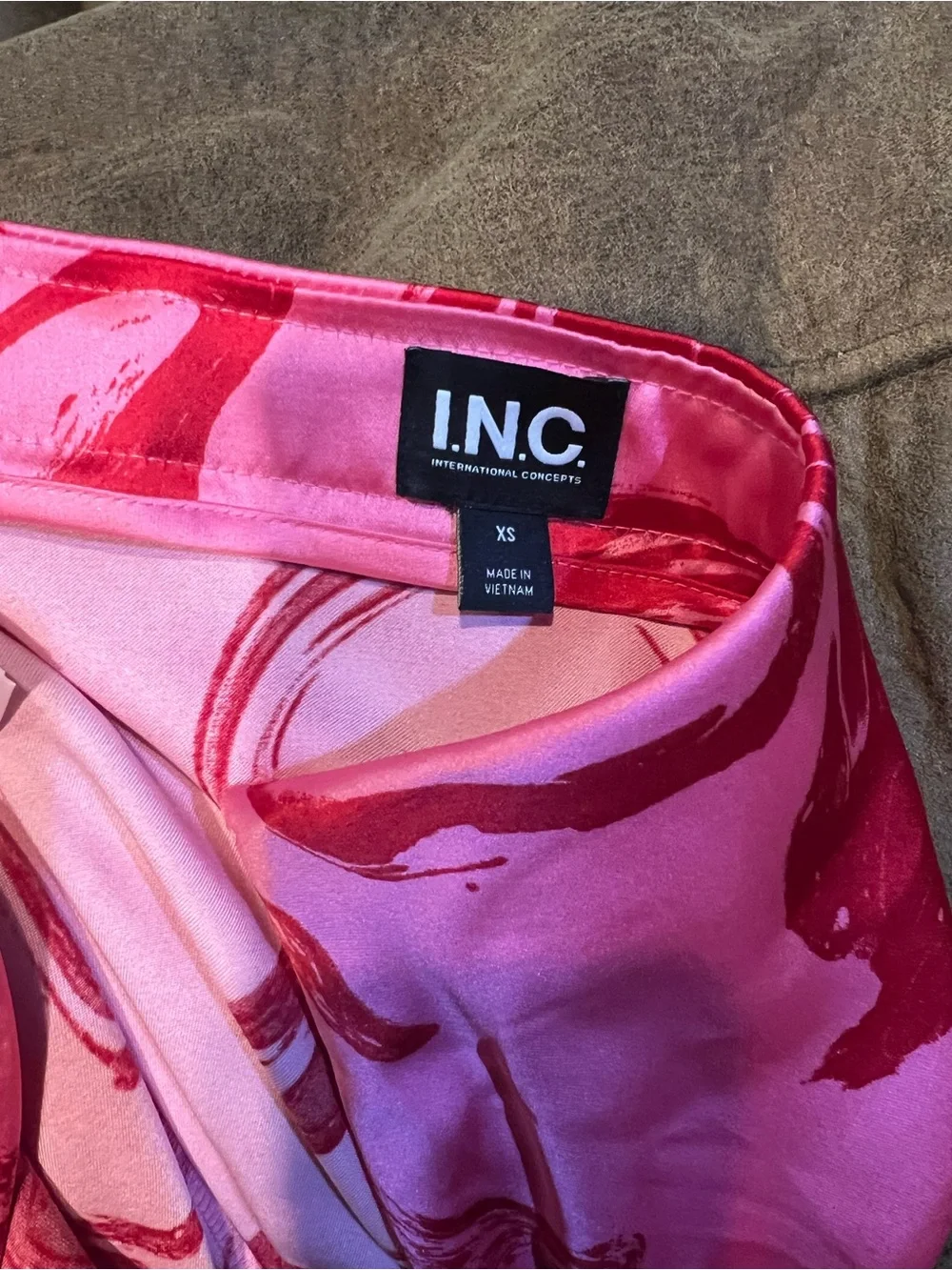 INC International Concepts Red Marble-Print Satin Maxi Skirt - Picture 5 of 5